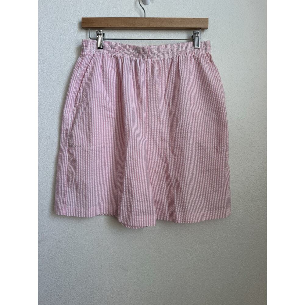 Vintage Pink White Seersucker Pull On Shorts Womens Large
